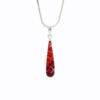 J92300084SI Stříbrný řetízek s přívěskem Swarovski Dlouhá kapka siam