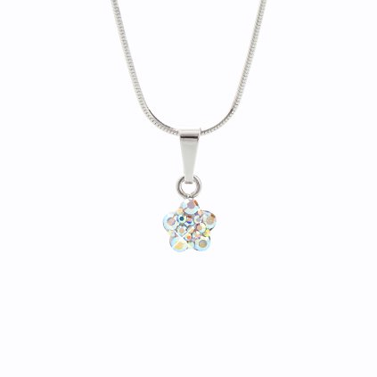 J92300112AB Stříbrný řetízek pro děti s přívěskem Kytička Swarovski AB