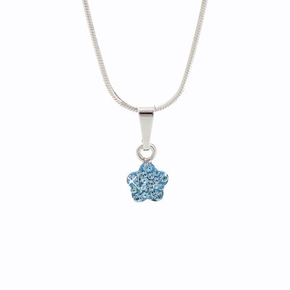 J92300112AQ Stříbrný řetízek pro děti s přívěskem Kytička Swarovski aqua
