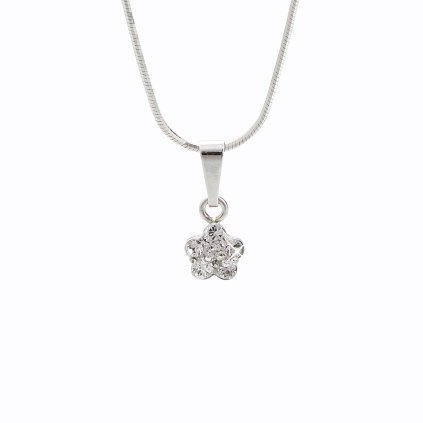 Stříbrný řetízek pro děti s přívěskem Kytička Swarovski crystal J92300112CR