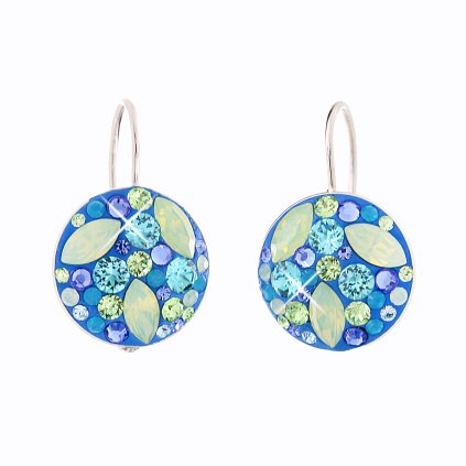 J92400073AQ Stříbrné náušnice Swarovski components Round aqua