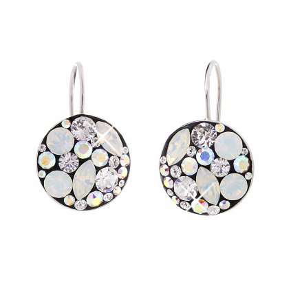 J92400073JET Stříbrné náušnice Swarovski components Round jetnents Round III.