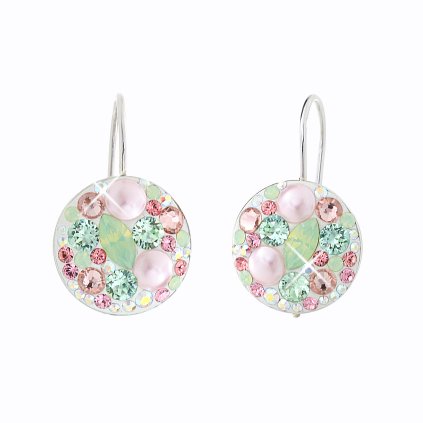 J92400073MULTI Stříbrné náušnice Swarovski components Round multi