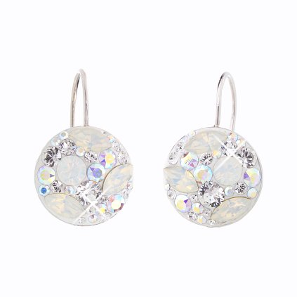 J92400073OP Stříbrné náušnice Swarovski components Round opal