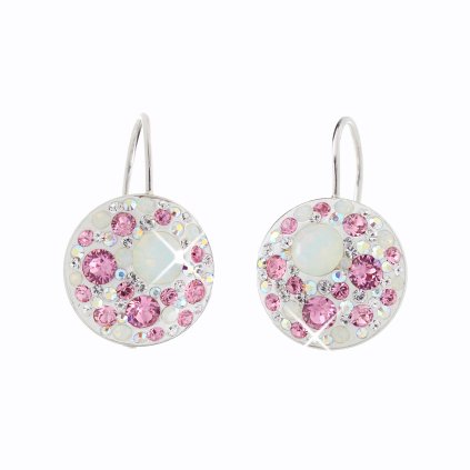J92400073RO Stříbrné náušnice Swarovski components Round rosa