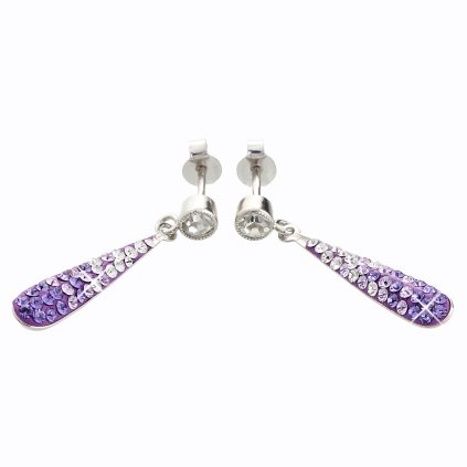 J92400084VIO Stříbrné náušnice Swarovski Dlouhá kapka violet
