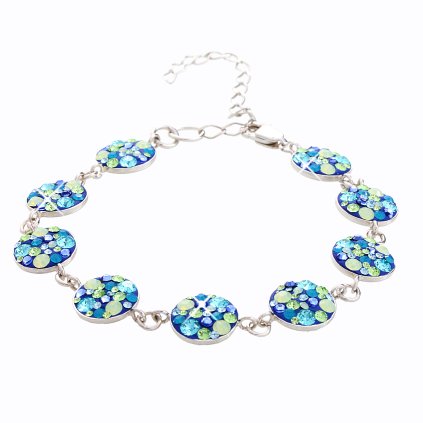 J92500072AQ Stříbrný náramek s křišťálky Swarovski Round aqua