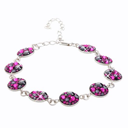 J92500072FUCH Stříbrný náramek s křišťálky Swarovski Round fuchsia