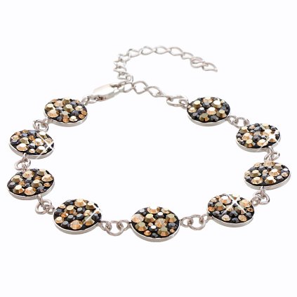J92500072JETGOLD Stříbrný náramek s křišťálky Swarovski Round jet gold