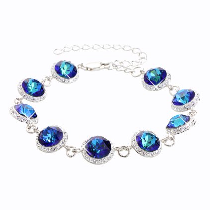 J92500103BBStříbrný náramek s kameny Swarovski Šaton bermuda blue