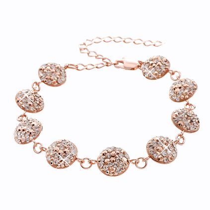 J92500110ROSEG Stříbrný náramek s křišťálky Swarovski components Round rosagoldki® components Round VII.