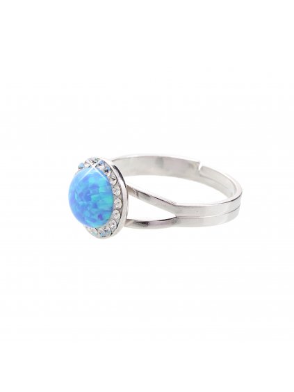 J92700025AQ Stříbrný prsten s opálem a křišťálky Swarovski® components Opal Round blue
