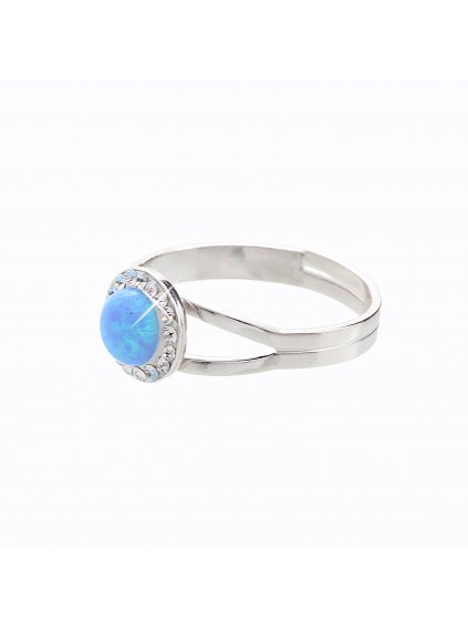 Stříbrný prsten s opálem a křišťálky Swarovski® components Opal Round II.
