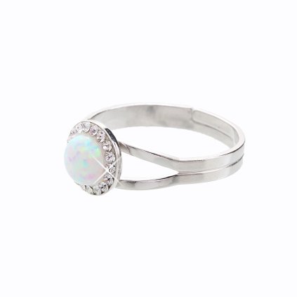 J92700040CR Stříbrný prsten s opálem white a křišťálky Swarovski J92700040CR