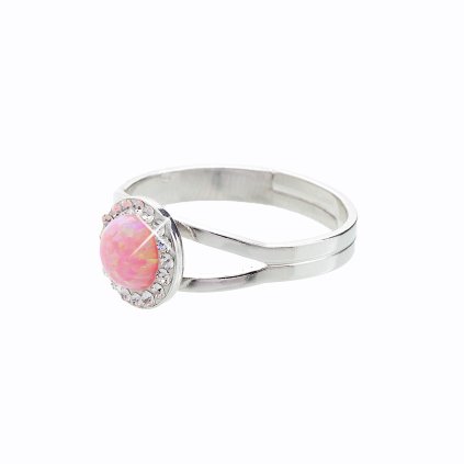 Stříbrný prsten s opálem rosa a křišťálky Swarovski J92700040ROwarovski® components Opal Round II.