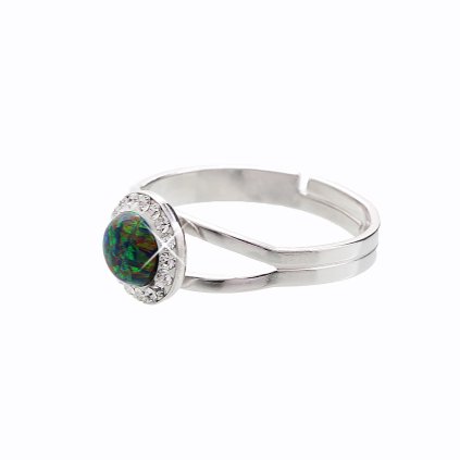 J92700040VM Stříbrný prsten s opálem vitrail medium a křišťálky Swarovski