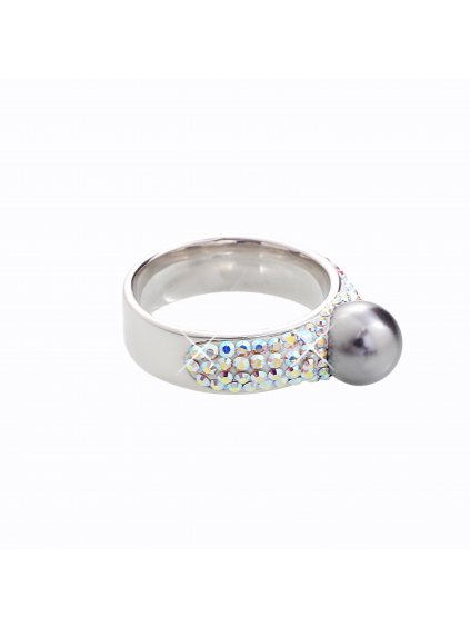 J92700080AB Stříbrný prstýnek s perlou a kamínky Swarovski® components 