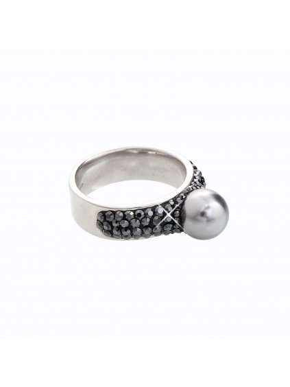 J92700080GR-JET Stříbrný prstýnek s perlou a kamínky Swarovski® components 