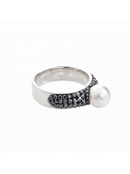 J92700080JET Stříbrný prstýnek s perlou a kamínky Swarovski® components 