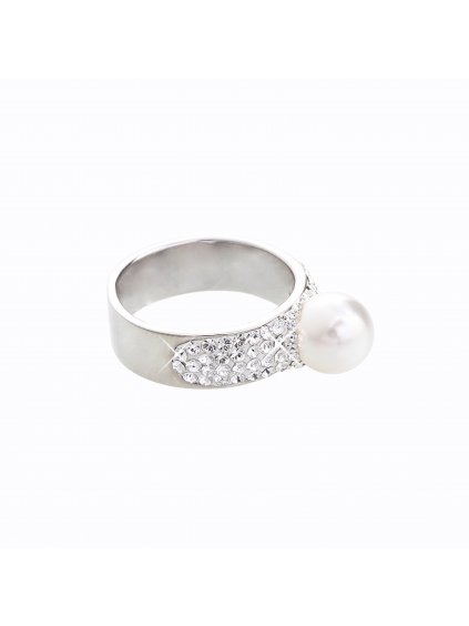 J92700080WH-CR Stříbrný prstýnek s perlou a kamínky Swarovski® components 