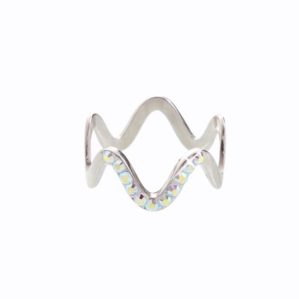 J92700101AB Stříbrný prsten Vlna I. Swarovski® components 