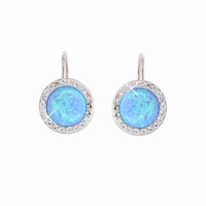 J92400025BLStříbrné náušnice s opálem a křišťálky Swarovski® Opal Round blue