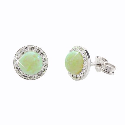 J92400040green Stříbrné náušnice s opálem a křišťálky Swarovski green mild