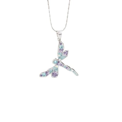 J61300453multi Náhrdelník Vážka s kameny Swarovski® Multicolor