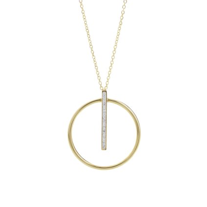 J61300461g Ocelový náhrdelník Kruh s linkou Swarovski® Gold