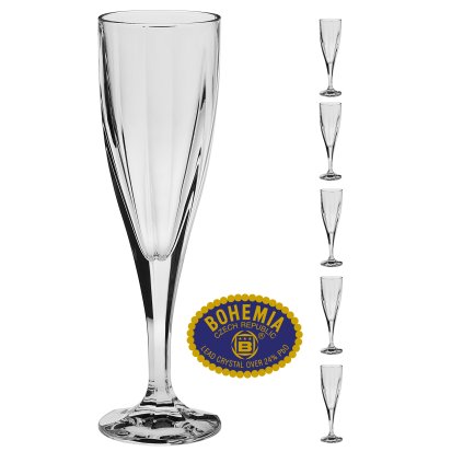 Křišťálové skleničky na sekt 180ml  Bohemia Crystal, 6ks