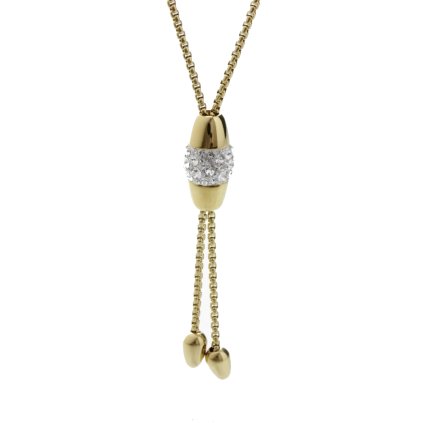 J61300478G Náhrdelník Oválek posuvný s kameny Swarovski® Gold