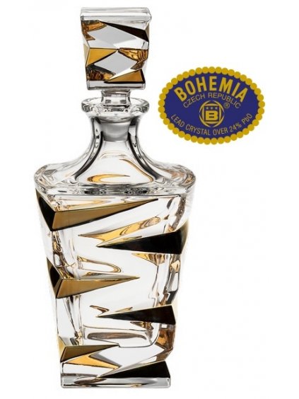 Skleněná láhev ručně zlacená 750ml - křišťálové sklo Bohemia Crystal