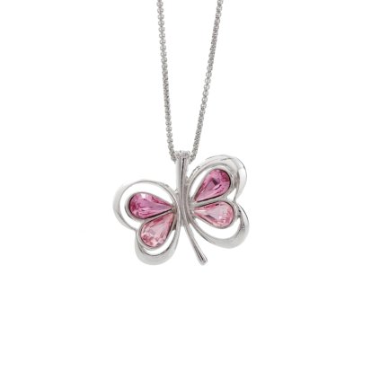J61300485RO Náhrdelník Motýl s kameny Swarovski® Rose