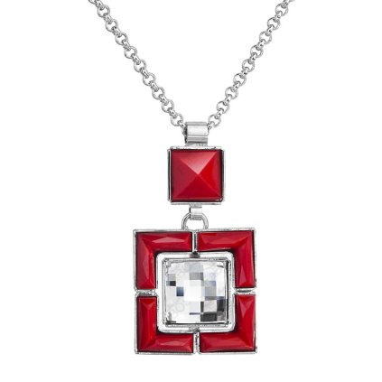 Náhrdelník Square s kameny Swarovski® Červeny korál