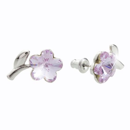 J61400264vio Náušnice s kameny Swarovski® Kytičky violet