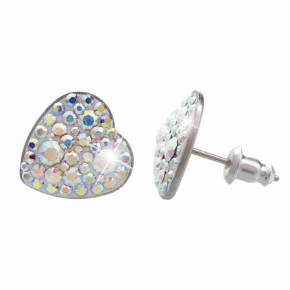 J61400358ab Ocelové náušnice Srdce s kameny Swarovski® Crystal AB