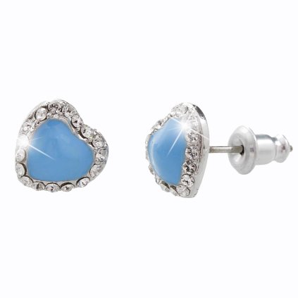 J61400490bl Náušnice Modré srdíčko Swarovski® Crysta