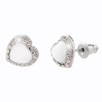 J61400490cr Náušnice Bílé srdíčko Swarovski® Crystal