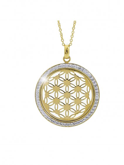 61300561g Ocelový náhrdelník Květ života Swarovski® Gold