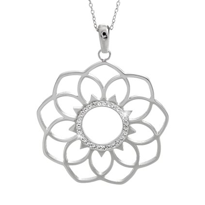 61300630cr Ocelový náhrdelník mandala osázena Swarovski kamínky