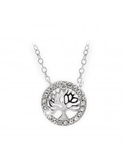 92300289crStříbrný náhrdelník strom života s křišťálky Swarovski