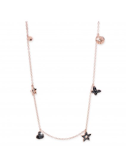 92300298rg Stříbrný náhrdelník se symboly ze křišťálků Swarovski Rose gold