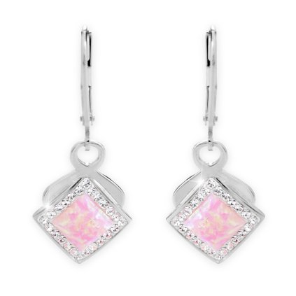 J92400313ro Stříbrné náušničky s Opálky a kamínky Swarovski Růžové