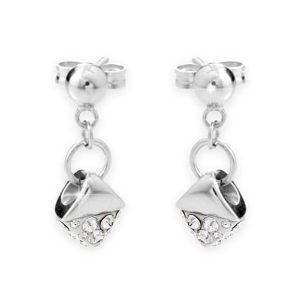 J92400300crStříbrné náušničky Kostičky s kamínky Swarovski Crystal