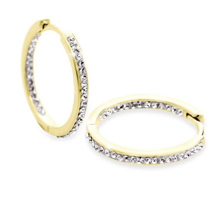 J92400306g Stříbrné náušnice kruhy s kamínky Swarovski gold