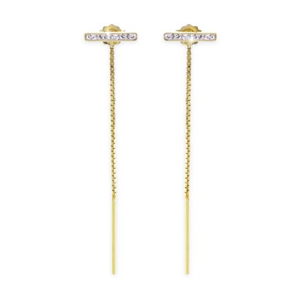 J92400308gStříbrné náušnice visící řetízek pozlacené Swarovski®