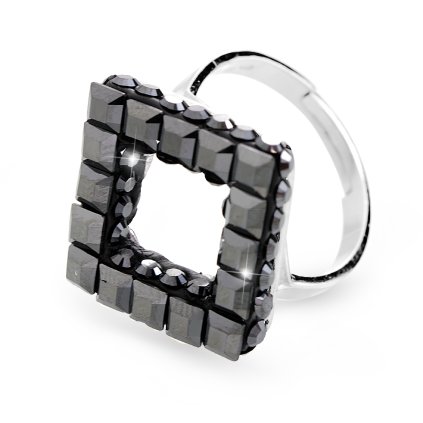 J92700310hemStříbrný prsten cube s kameny Swarovski hematit