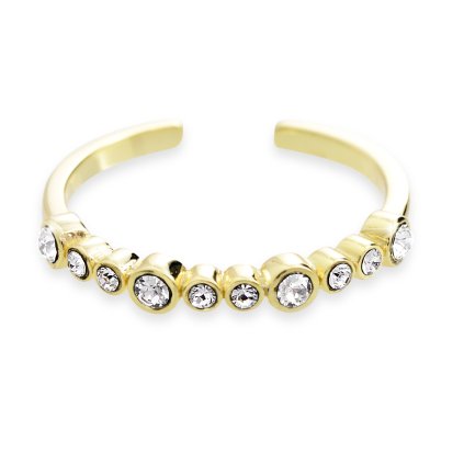 J92700302gStříbrný prsten s řadou kamenů Swarovski Pozlacený
