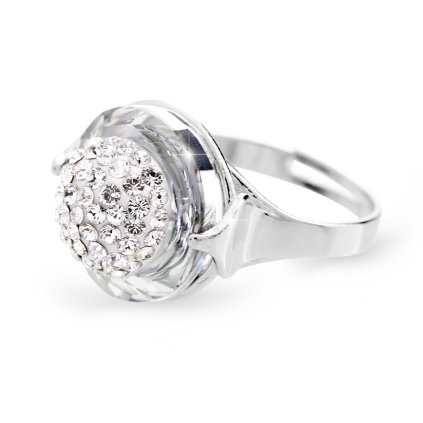 J92700309crStříbrný prsten půlkulička s kameny Swarovski Crystal