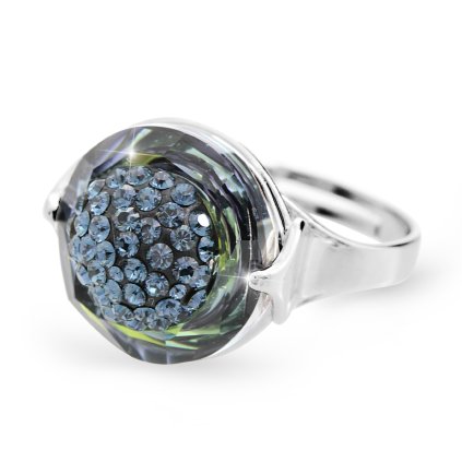 J92700309sahStříbrný prsten půlkulička s kameny Swarovski sah